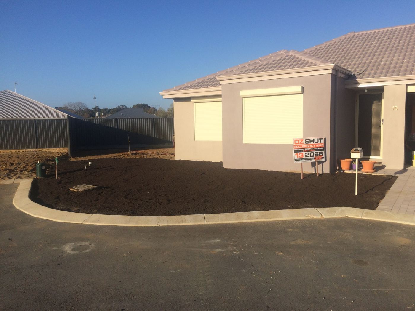 Front yard prepared for planting
